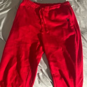Polo Assn. Red Sweatpants Zip Pocket
